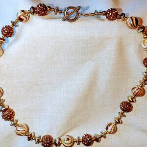 New choker style necklace with textured and smooth marble beads